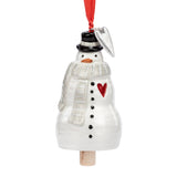 Xoxo Snowman Red Heart Mini Bell Ornament