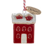 Believe Red House Shaped Ornament