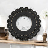 Wood Scallop Photo Frame (ROUND) black (4x4) Scallop Collection