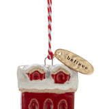 Believe Red House Shaped Ornament