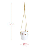 White Terracotta Cutout Hanging Pot