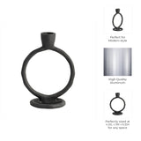 Set of 2 Metal Round Ring Taper Candle Holders