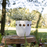 Galiot Round Cutout White Terracotta Planter Pot