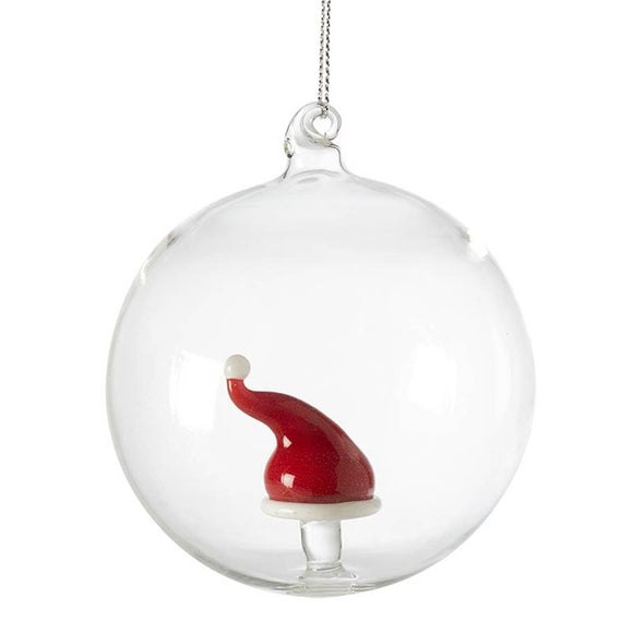 Santa Hat Glass Ornament