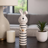 Ceramic Striped Bunny with Heart Figurine (LG)