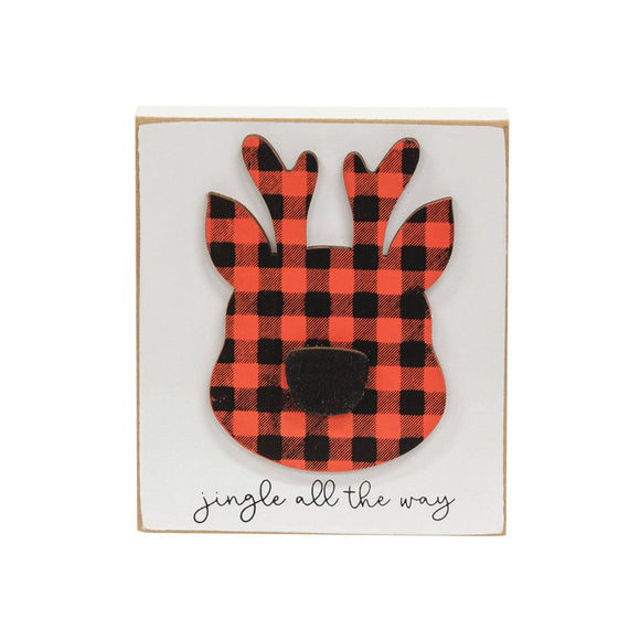 Jingle All the Way Plaid Reindeer Block