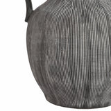 Ceramic Ribbed Texture Weathered Handle Vase