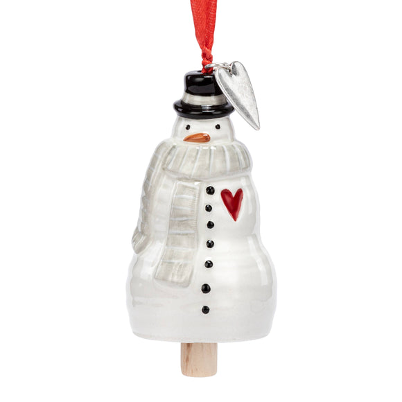 Xoxo Snowman Red Heart Mini Bell Ornament