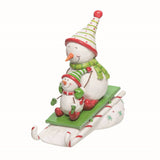 Candy Cane Snowmen Sled Decor