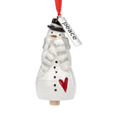 Peace Snowman Mini Bell Ornament