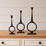 Set of 3 Iron Round Taper Candle Holders