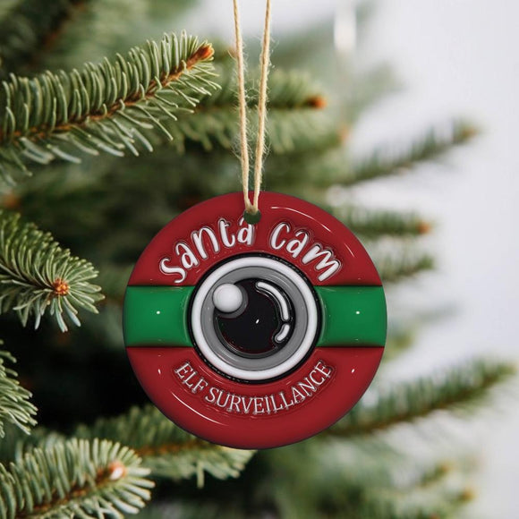 Santa Cam Elf Surveillance  Christmas Ornament