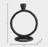Set of 2 Metal Round Ring Taper Candle Holders
