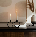 Set of 2 Metal Round Ring Taper Candle Holders