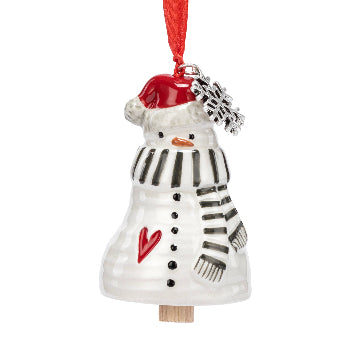Happy Holidays Snowman Mini Bell Ornament