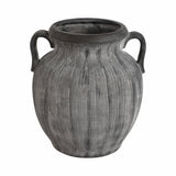 Ceramic Ribbed Texture Weathered Handle Vase
