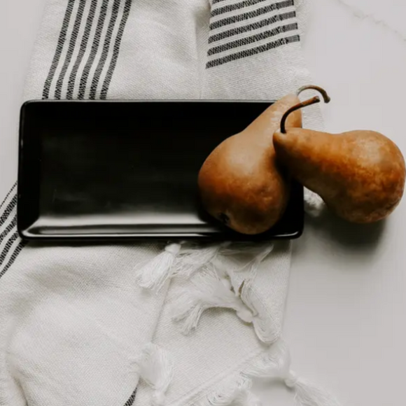 Black Stoneware Tray.