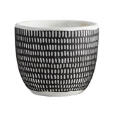 Black & White Vertical Striped Pot.