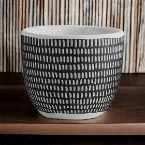 Black & White Vertical Striped Pot