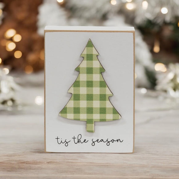 Tis the Season Plaid Tree Sitter