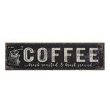 COFFEE Black Distressed Metal Sign