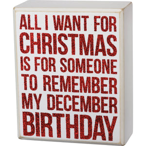 December Birthday Box Sign