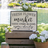 Fresh Flower Market Metal Sign.