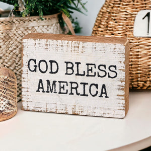 God Bless America Block Sign