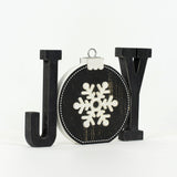 Black & White Chunky Wood JOY Tabletop Decor.