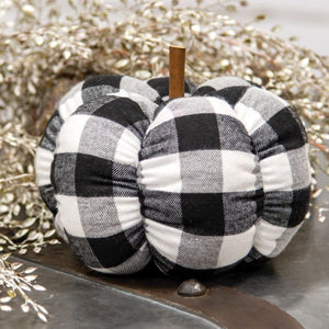 Black and White Buffalo Check Stuffed Pumpkin LG.