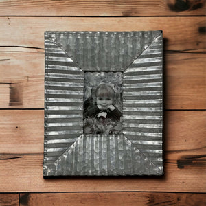 Corrugated Tin Photo Frame