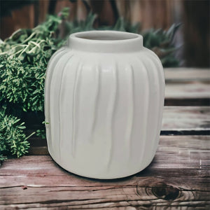 Textured Stripe Ceramic Vase