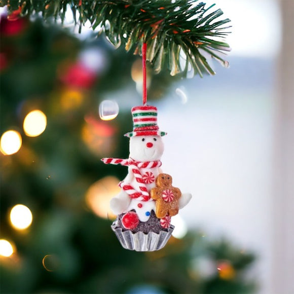 Cupcake Snowman Ornament