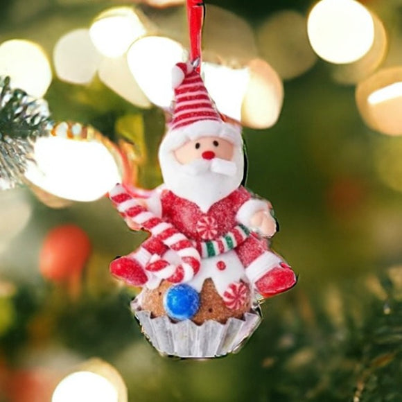 Cupcake Santa Ornament