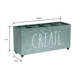 Rae Dunn "Create" Galvanized Metal 4 Section Desk Organizer.