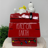 Rae Dunn X Peanuts Peace On Earth Snoopy Canister.