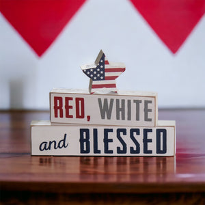 Set of 3 Red, White and Blessed Blocks