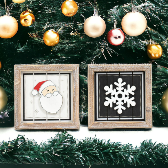 Santa and Snowflake Reversible Box Sign