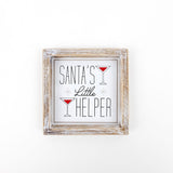 Santa's Little Helper Wood Framed Magnetic Coaster.