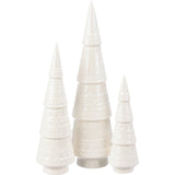 Set of 3 White Ceramic Christmas Trees