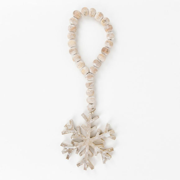 Mango Wood Bead Snowflake Decor.