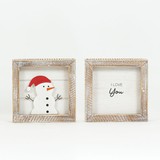 Snowman/I Love You Reversible Box Sign.