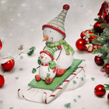 Candy Cane Snowmen Sled Decor