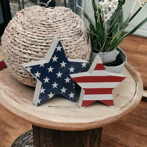 Set of 2 Fourth of July Stars and Stripes Star Sitters