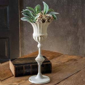 Distressed Tall Scalloped Decorative Cup.