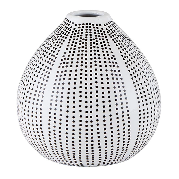 Black and White Dotted Pattern Bud Vase