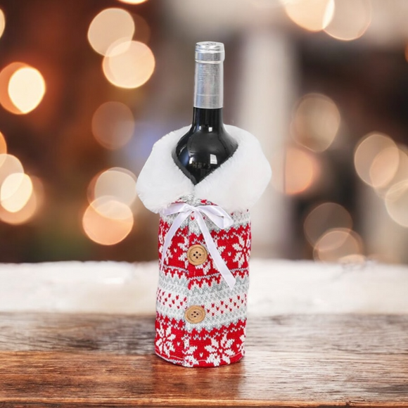 Red and White Snowflake Bottle Sweater