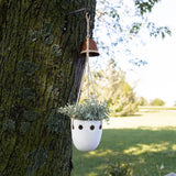 White Terracotta Cutout Hanging Pot