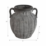 Ceramic Ribbed Texture Weathered Handle Vase