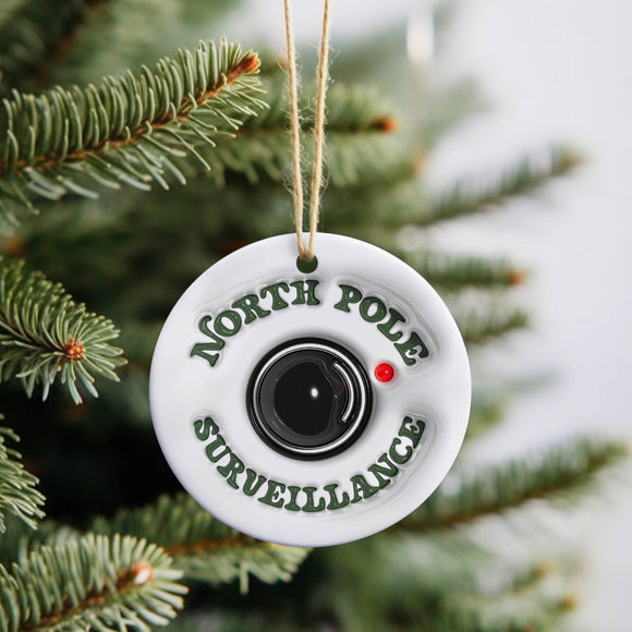 North Pole Surveillance Christmas Ornament